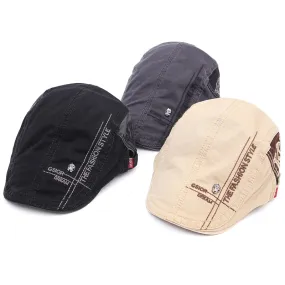 Summer Outdoor Cotton Peaked Letter Embroidery Berets Caps for Men