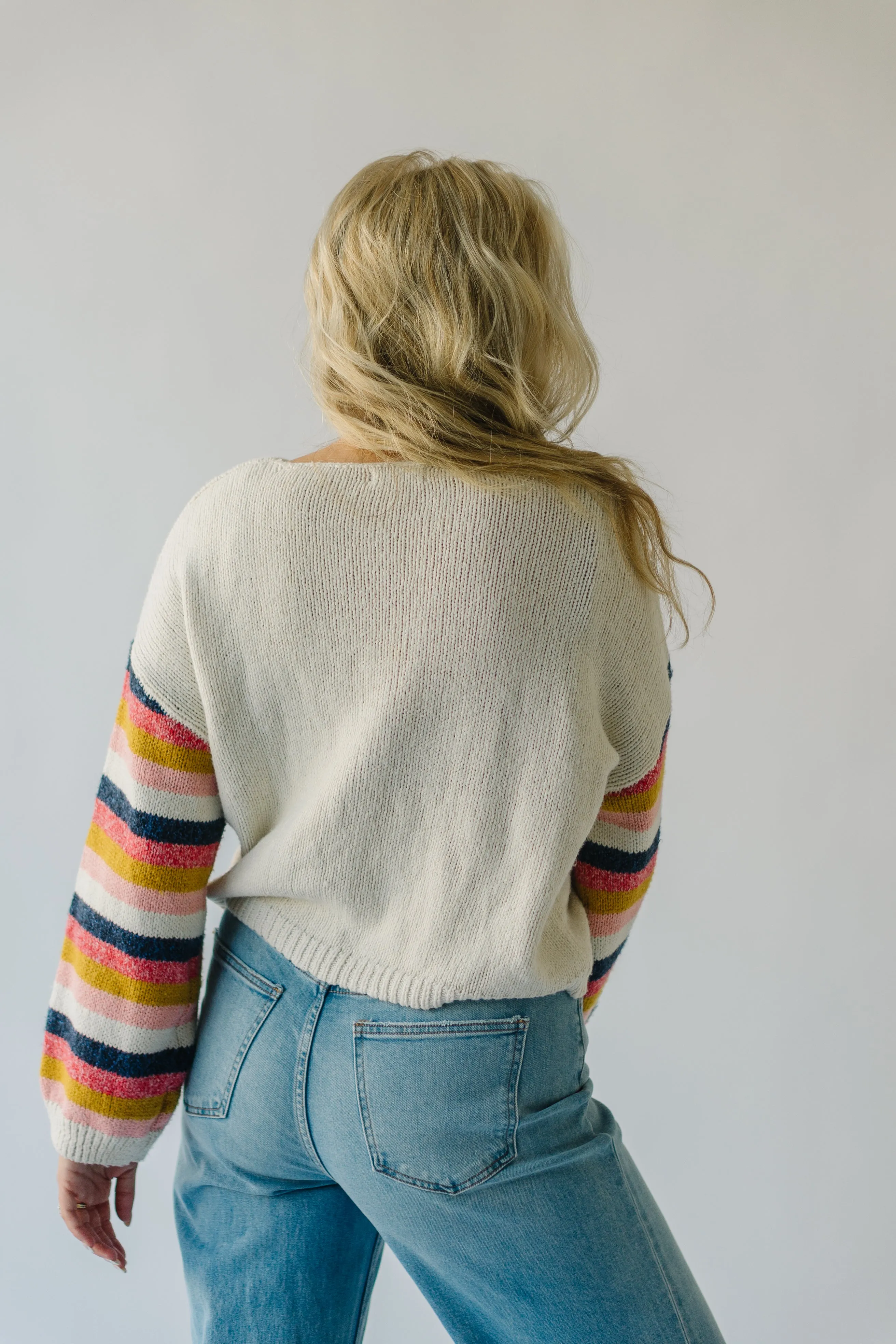 The Reden Woven Striped Sweater in Ivory Multi