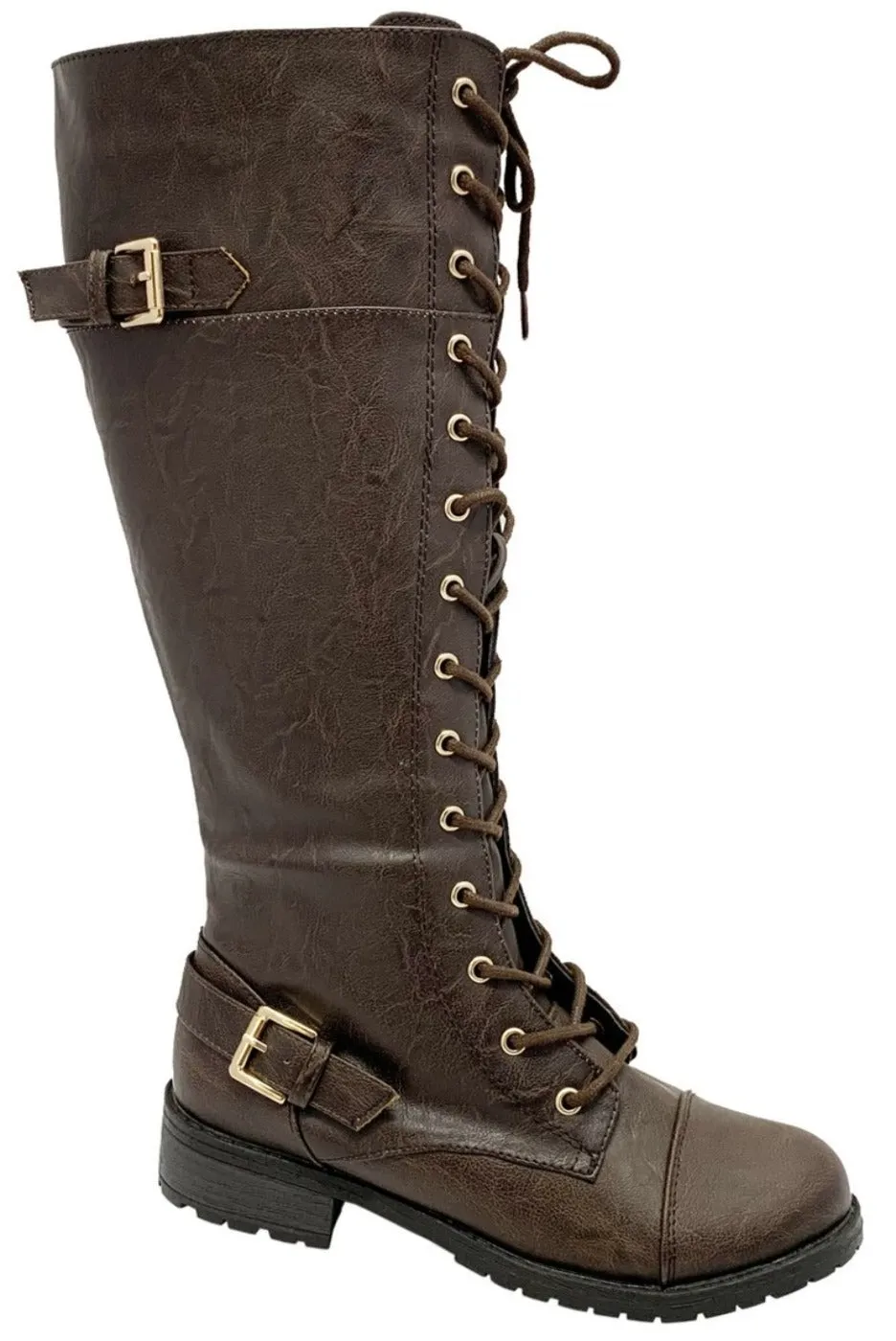 TIMBERLY-282 LACE UP TALL COMBAT BOOTS