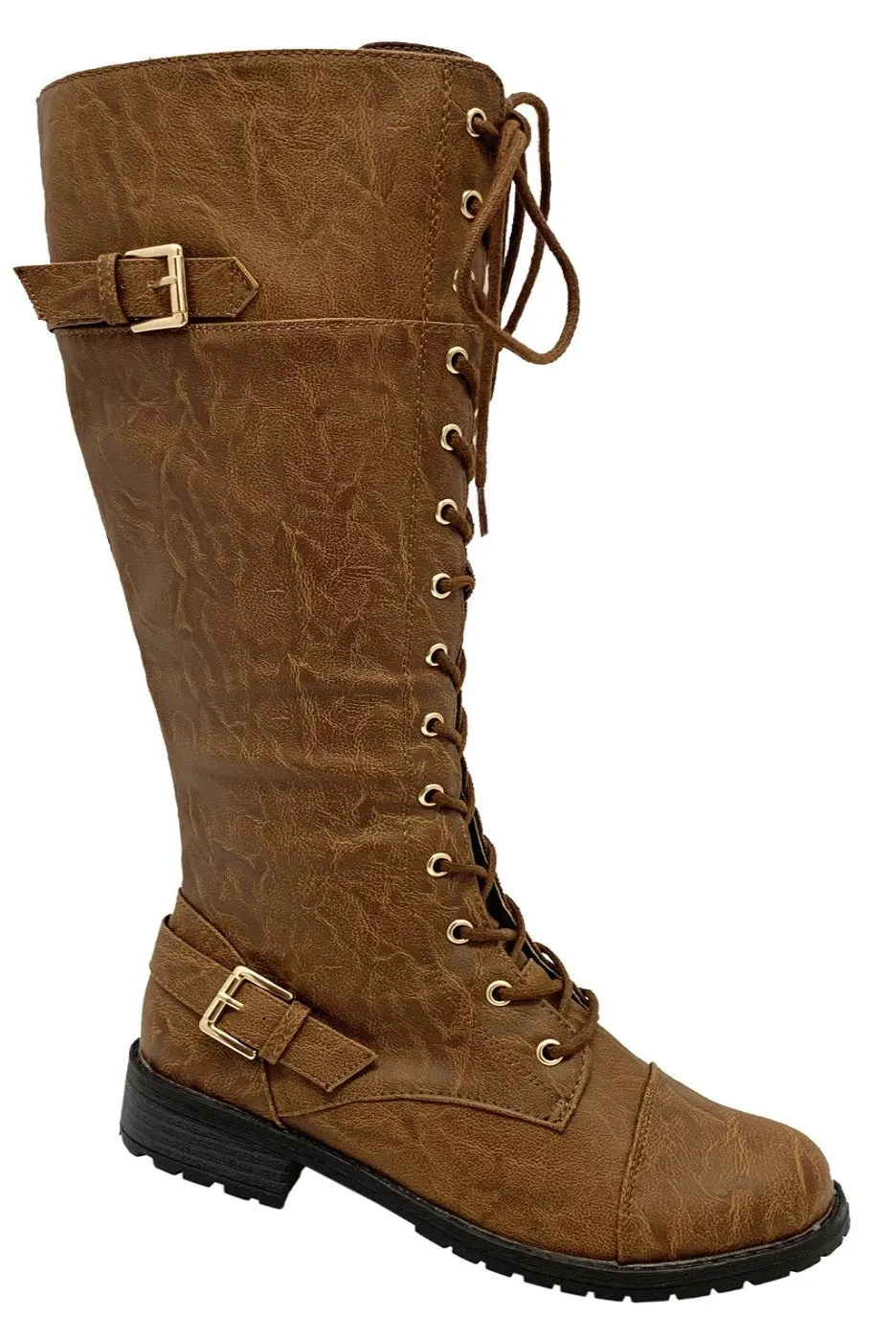 TIMBERLY-282 LACE UP TALL COMBAT BOOTS