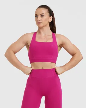 Timeless Wide Strap Sports Bra | Fuchsia