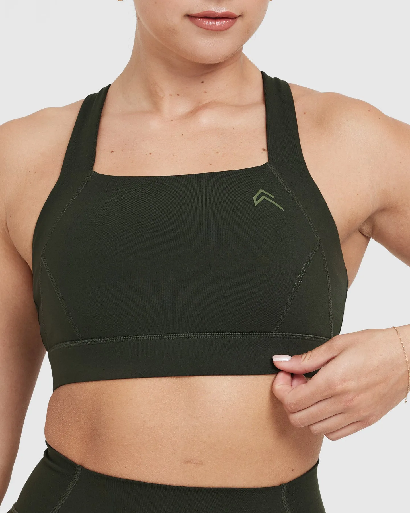 Timeless Wide Strap Sports Bra | Khaki