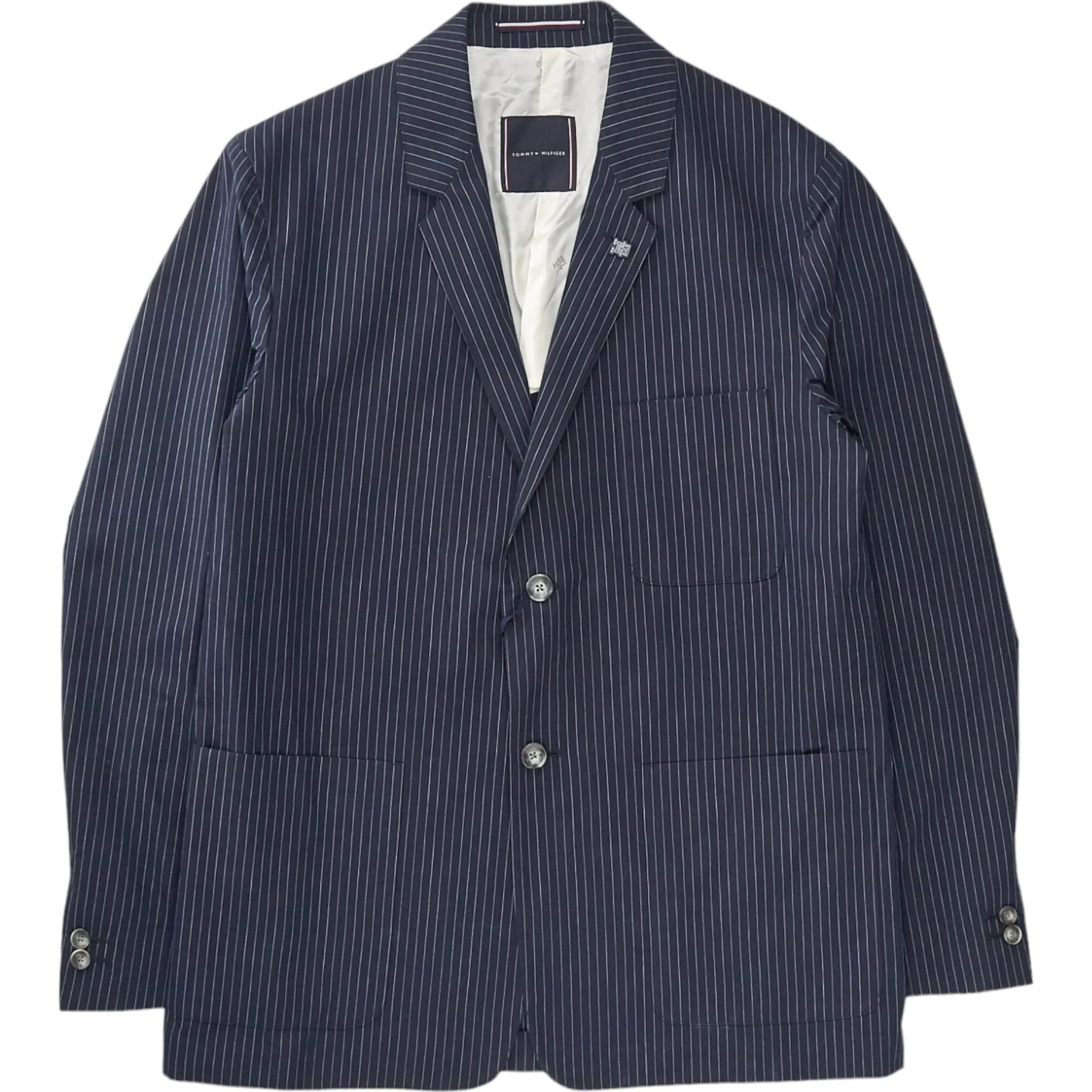 Tommy Hilfiger Navy Pinstripe Tech Blazer