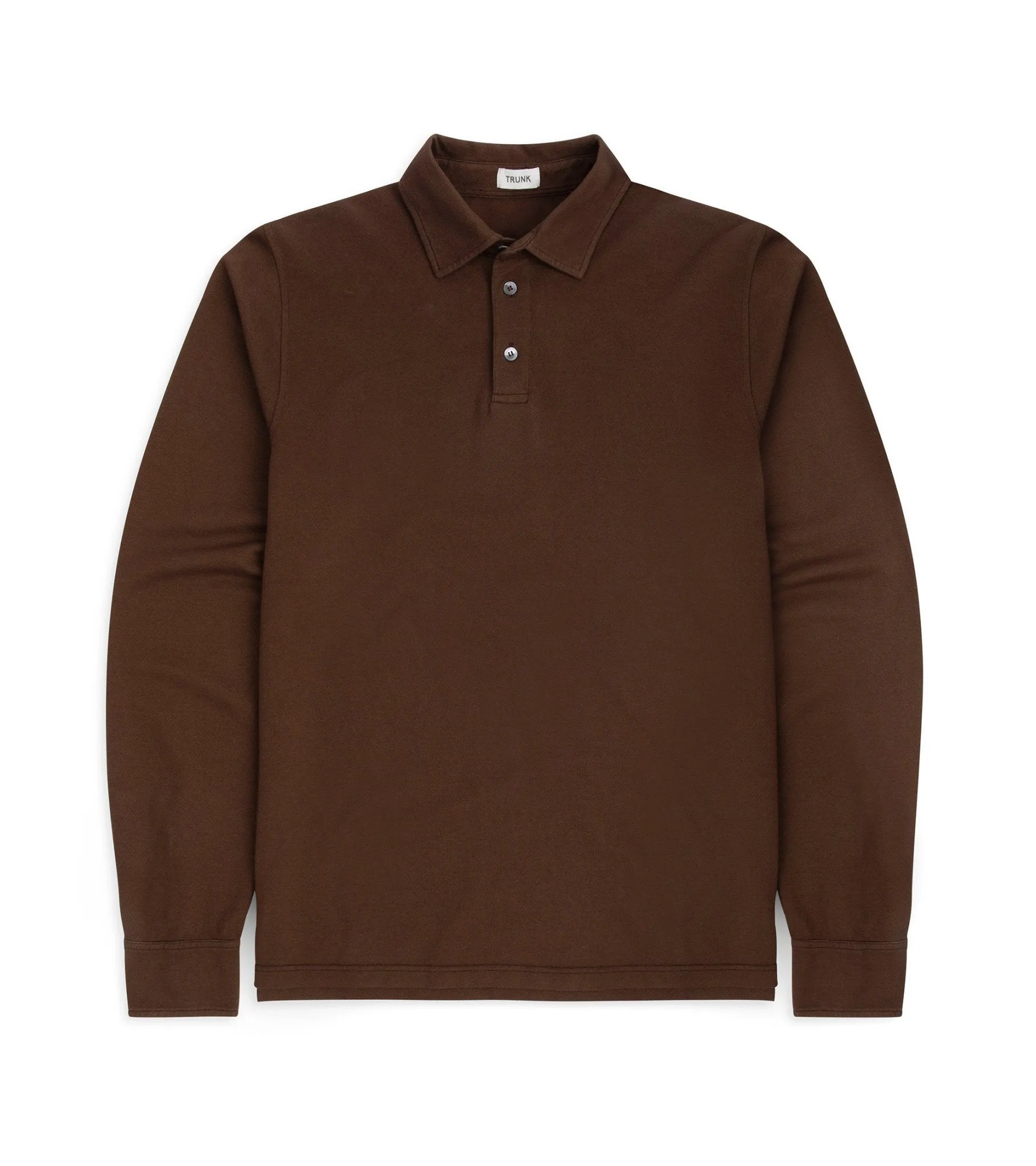 Trunk Moxon Long Sleeve Polo Shirt: Dark Brown