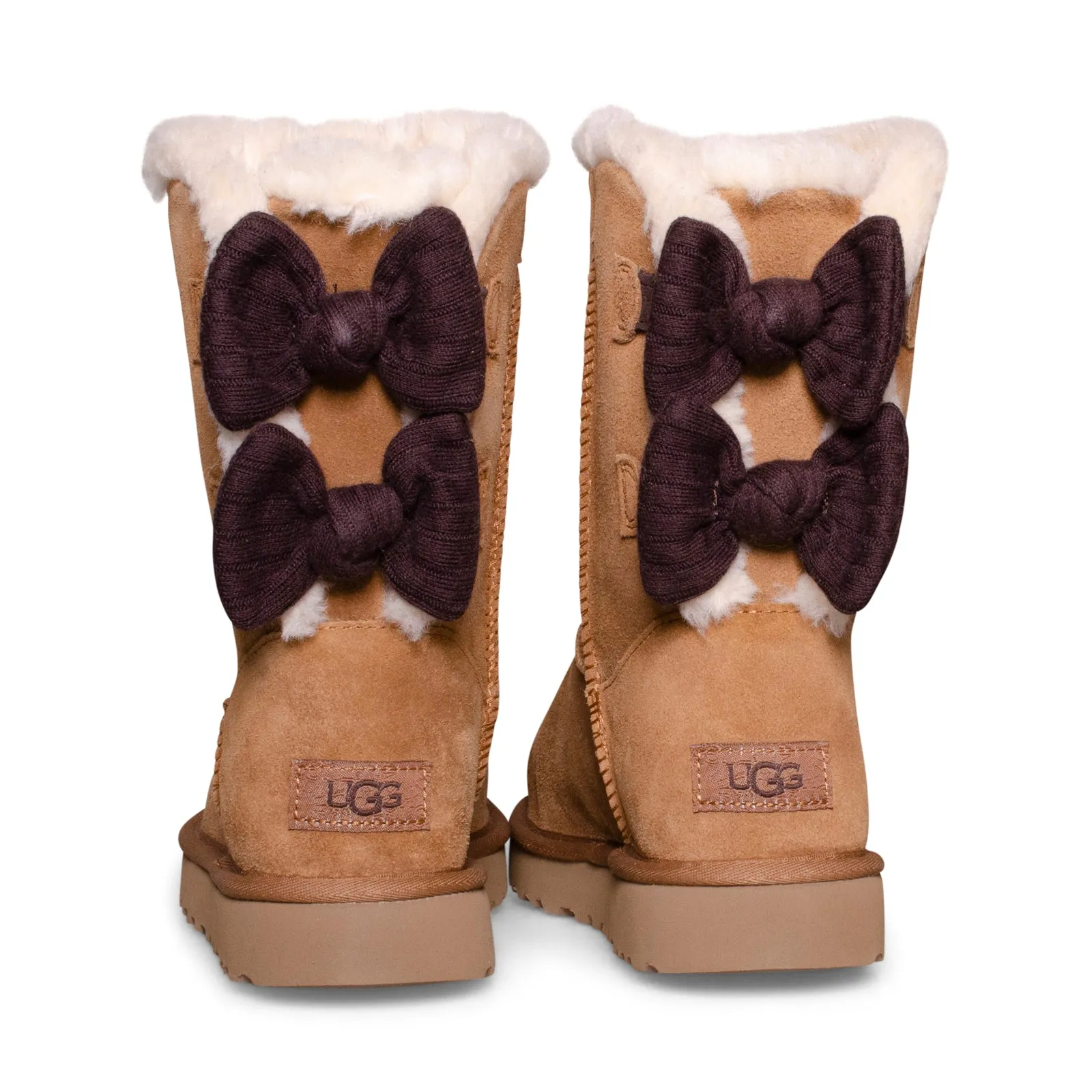 UGG Bailey Ribbed Bow Chestnut Boots - Women's