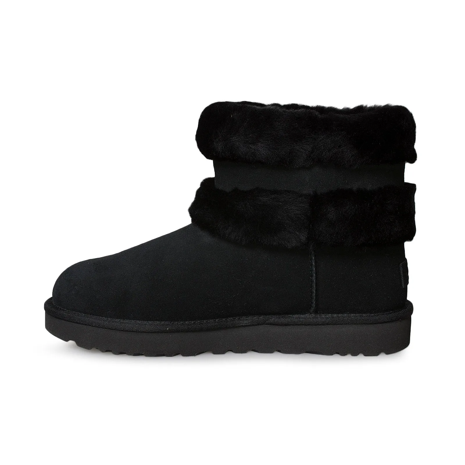 UGG Fluff Mini Belted Black Boots - Women's