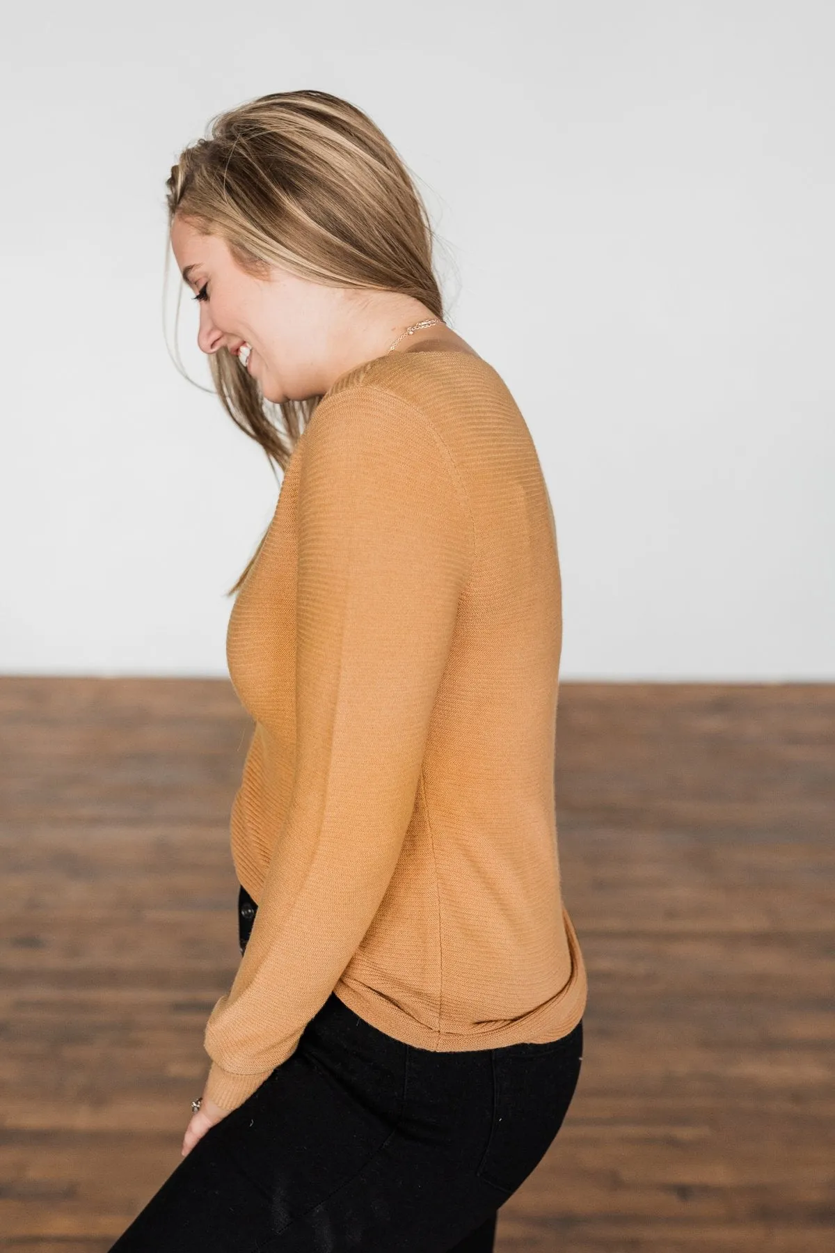 Up In The Clouds Knit Sweater- Light Camel