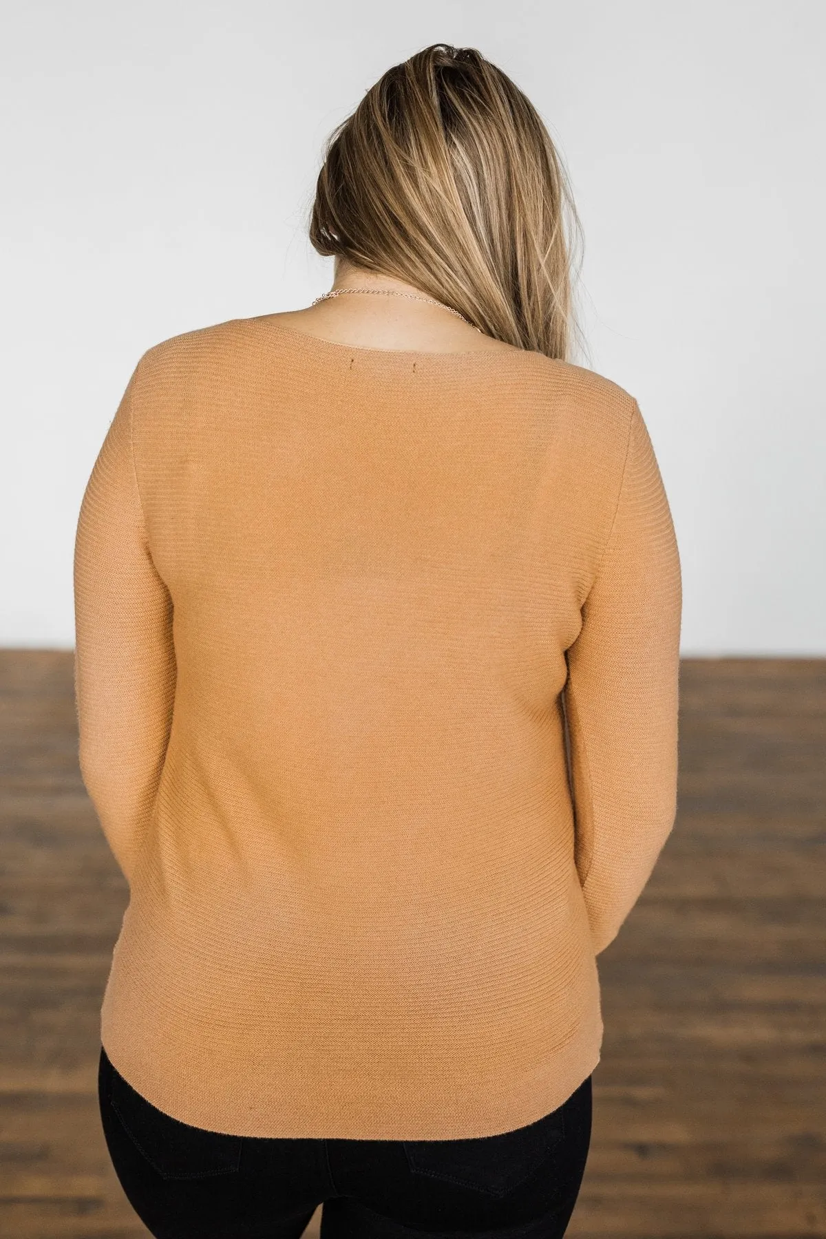 Up In The Clouds Knit Sweater- Light Camel