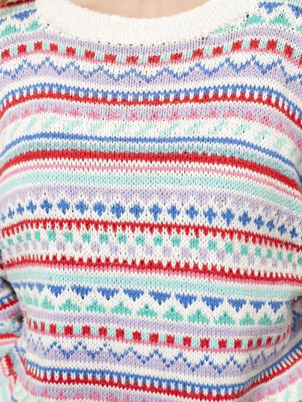 Vintage 90's Patterned Knit Women Sweater