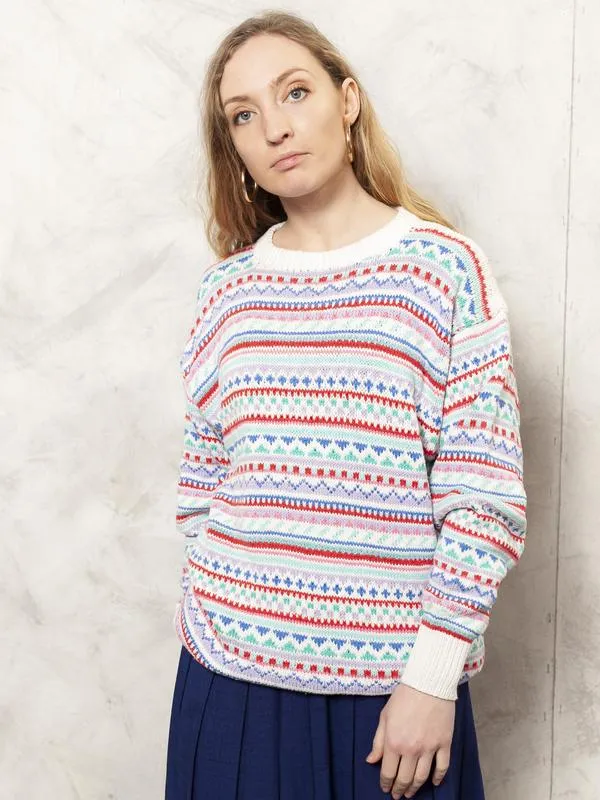 Vintage 90's Patterned Knit Women Sweater