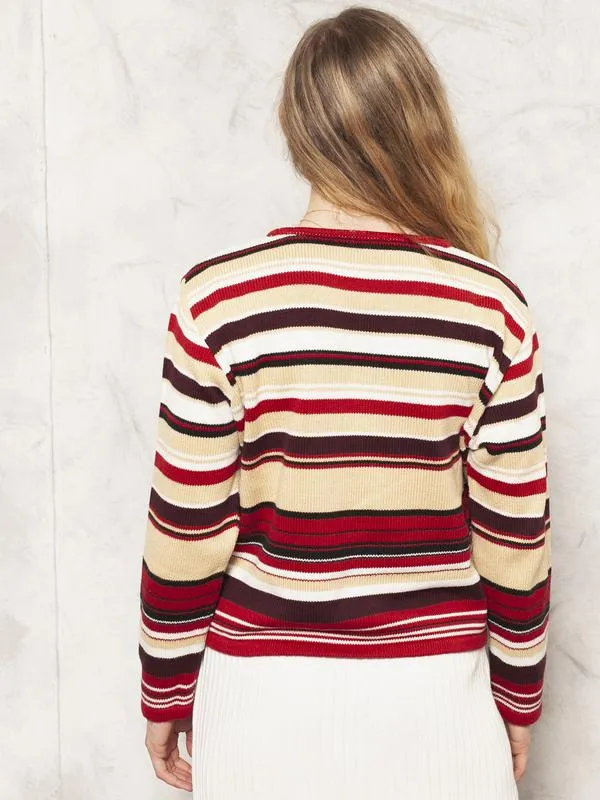 Vintage 90's Striped Casual Women Sweater