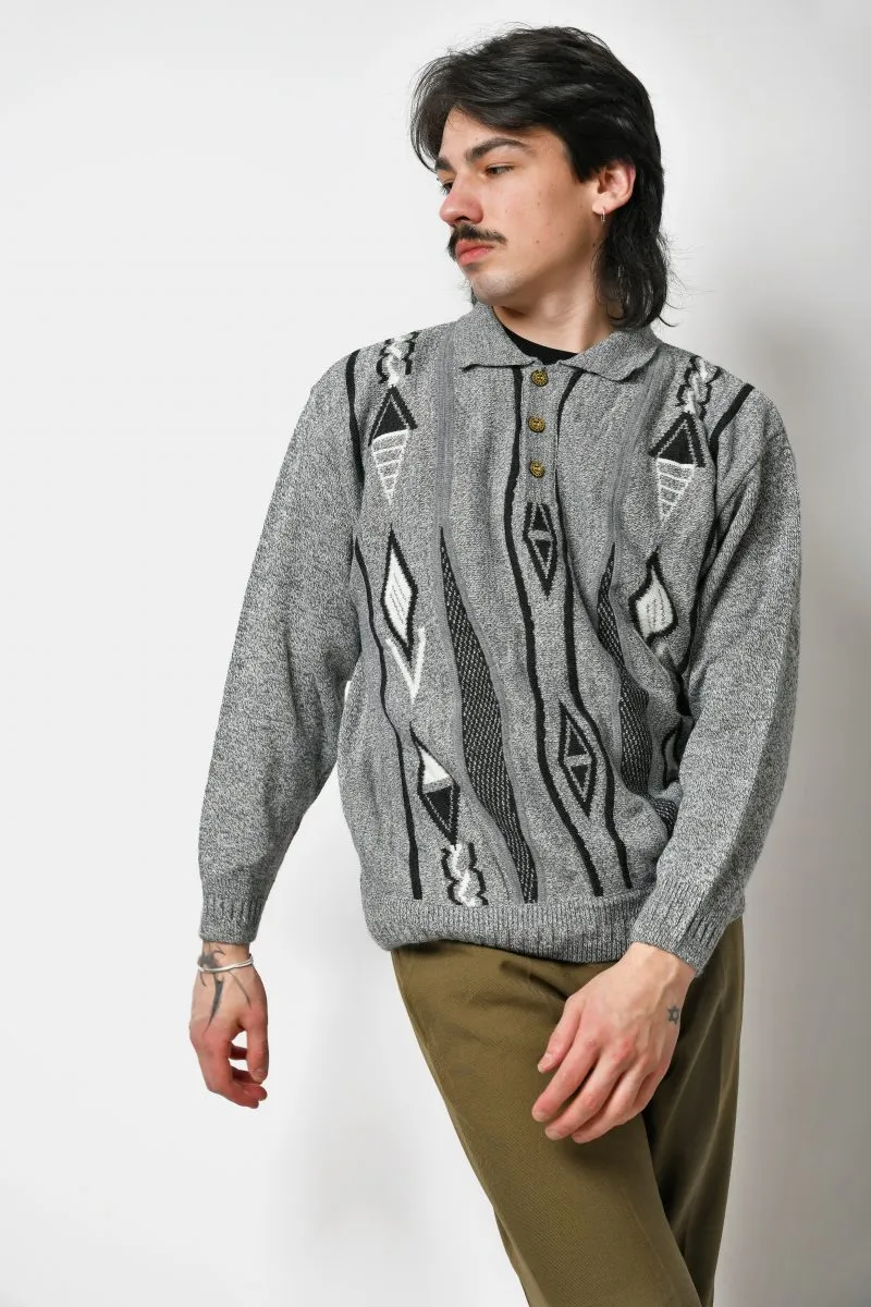 Vintage polo sweater grey