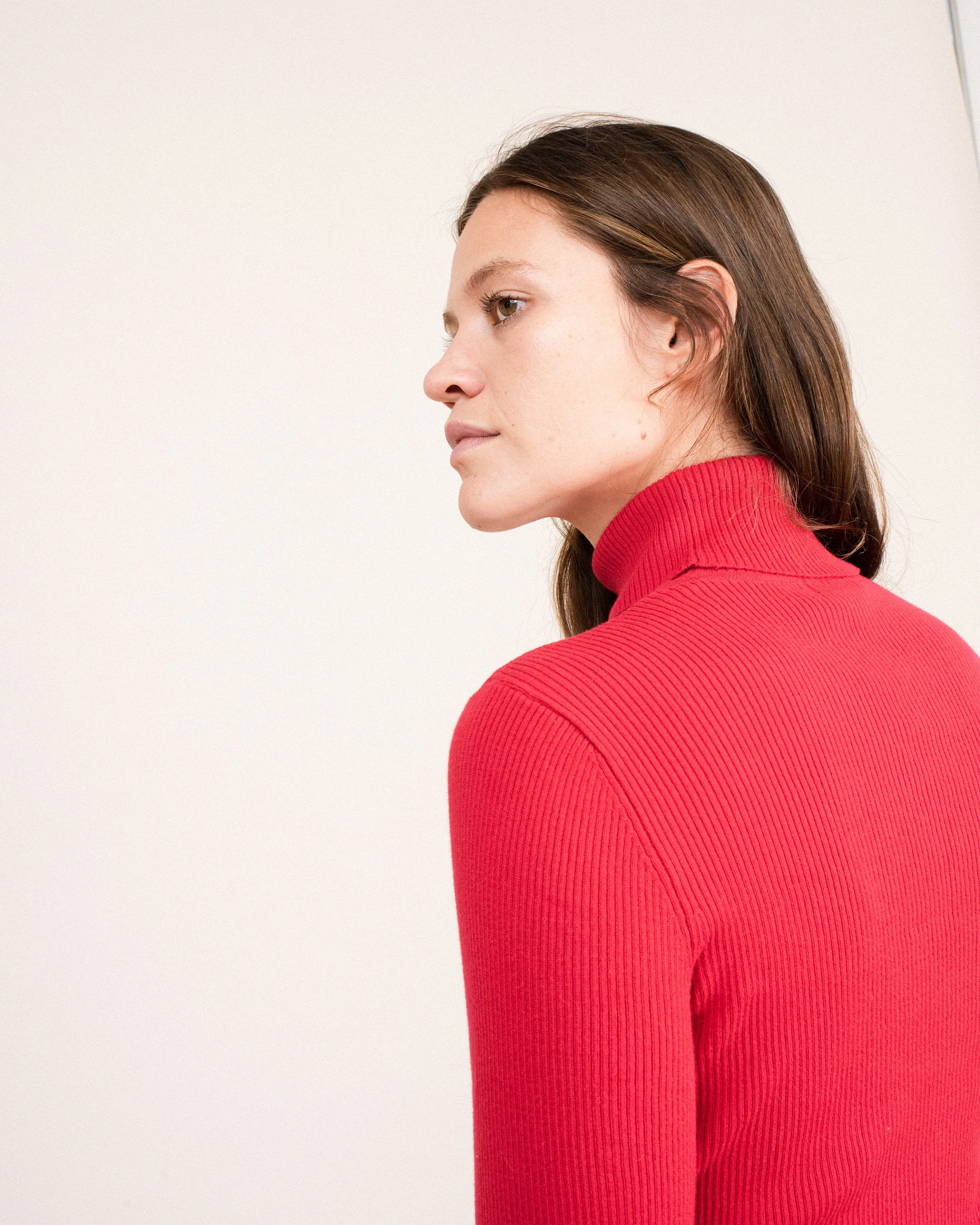 Vintage Red Rib Knit Turtleneck Sweater (S/M)