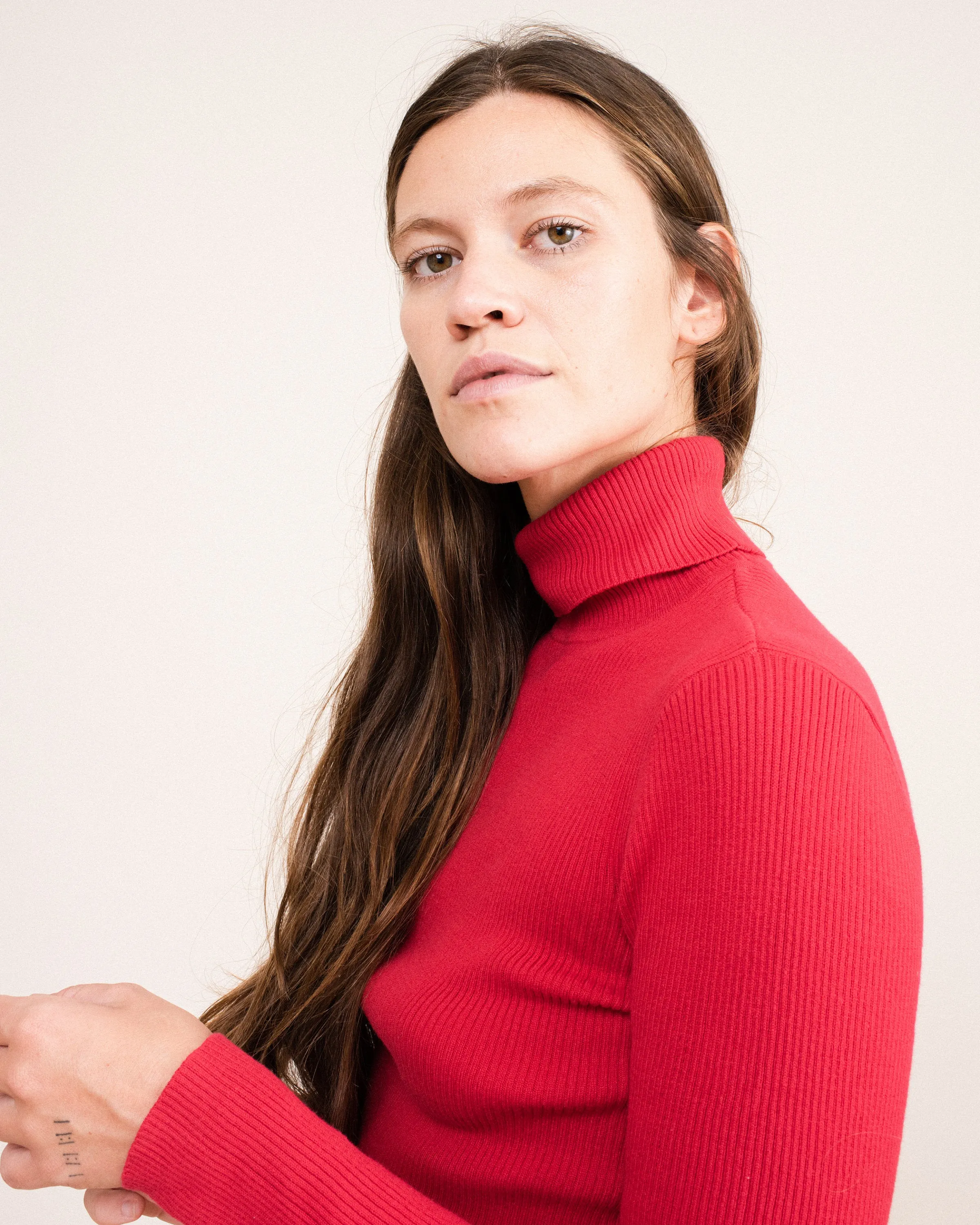 Vintage Red Rib Knit Turtleneck Sweater (S/M)