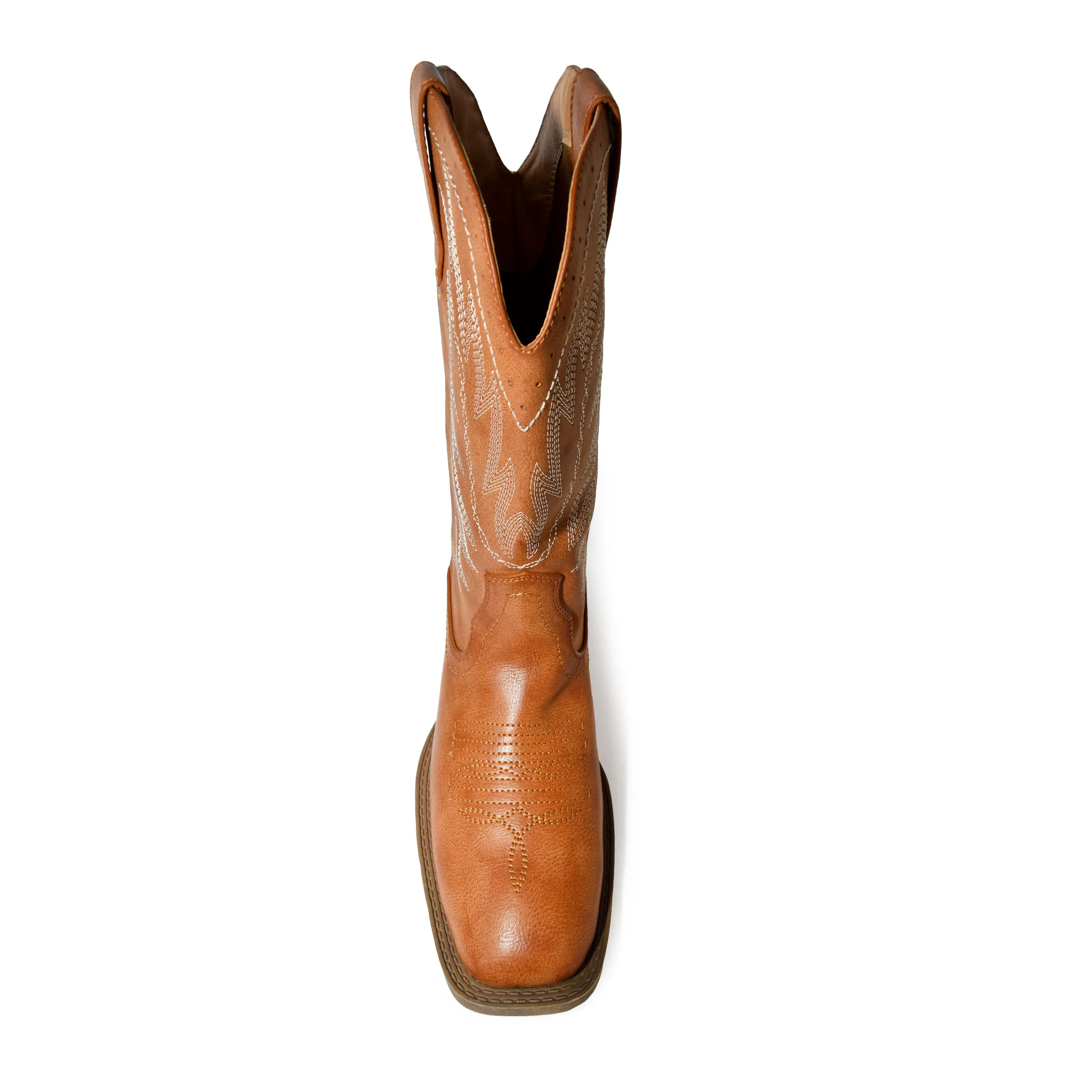 WEST-01 Faux Leather Western Square Toe Cowboy Boots