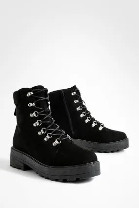 Wide Width Eyelet Detail Lace Up Chunky Combat Boots