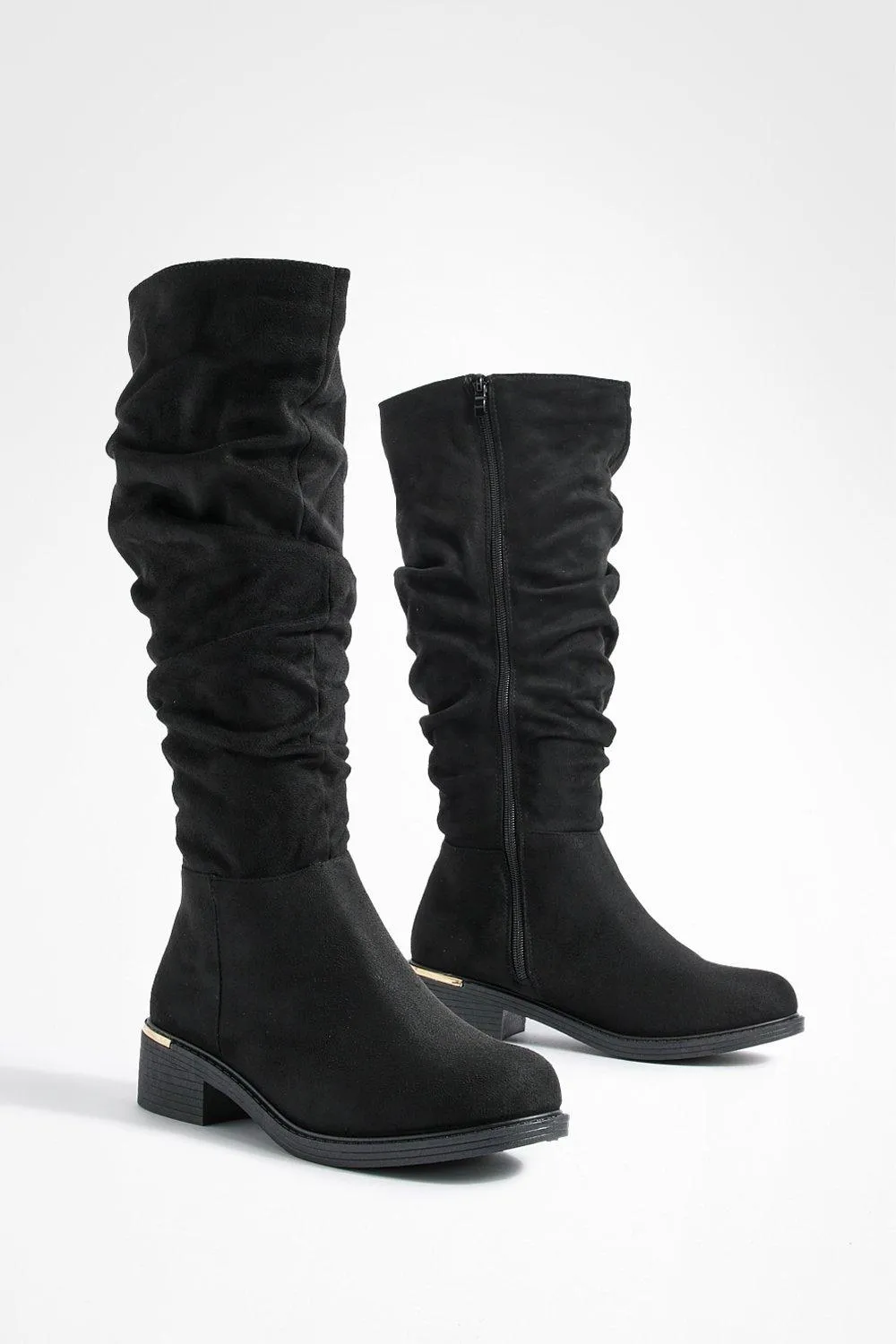 Wide Width Slouchy Knee High Flat Boots