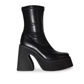 Wild Diva Square Toe Structural Block Heel Ankle Platform Mid-Calf Boots