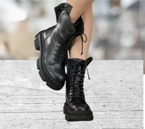 Women’s Leather Ankle Boots,Women’s Genuine Leather Boots,Black Leather Boots for women,Extravagant Leather Winter Boots,Women l