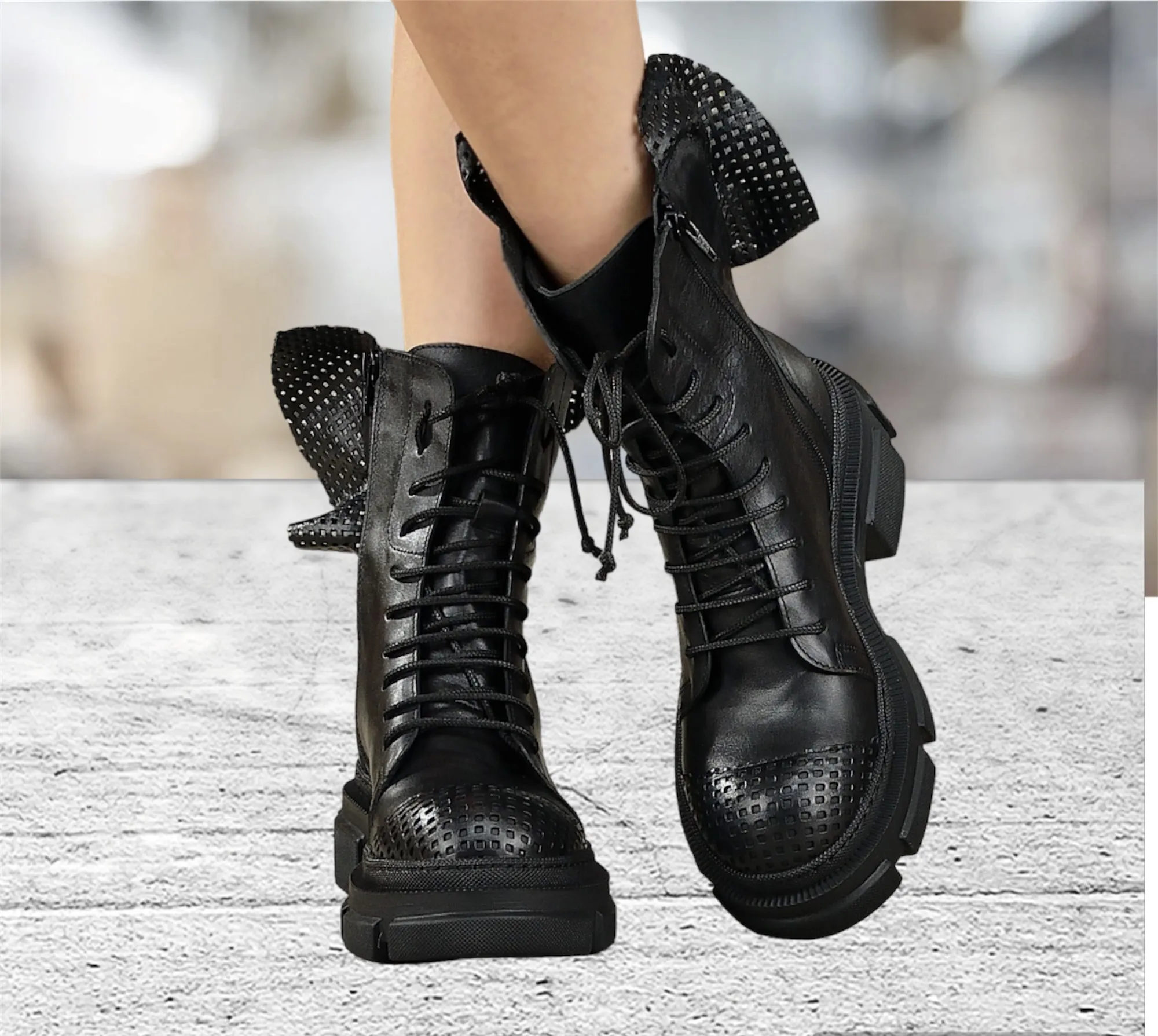 Women’s Leather Ankle Boots,Women’s Genuine Leather Boots,Black Leather Boots for women,Extravagant Leather Winter Boots,Women l