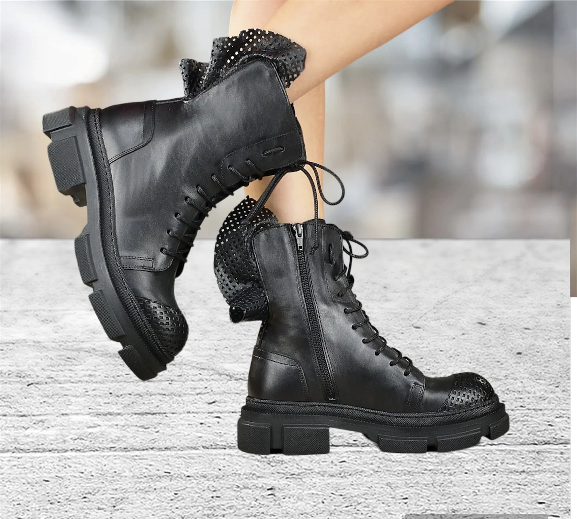 Women’s Leather Ankle Boots,Women’s Genuine Leather Boots,Black Leather Boots for women,Extravagant Leather Winter Boots,Women l