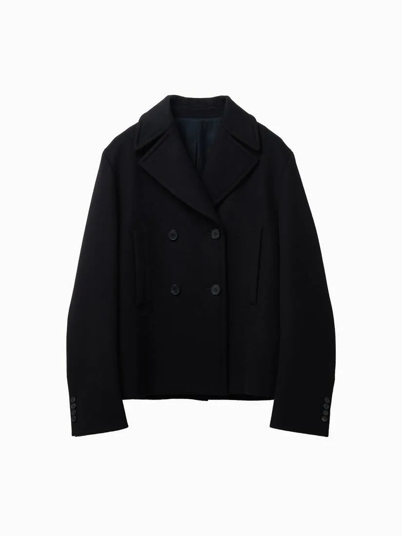 Women's Wool Felt Peacoat in Black