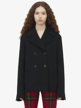 Women's Wool Felt Peacoat in Black