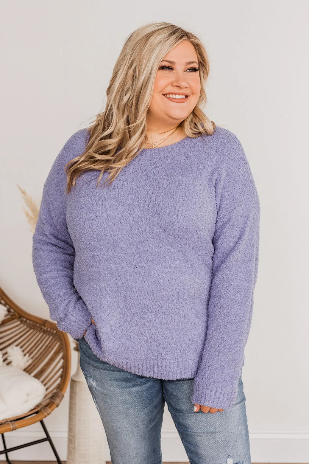 Wrapped Up In Your Warmth Knit Sweater- Purple