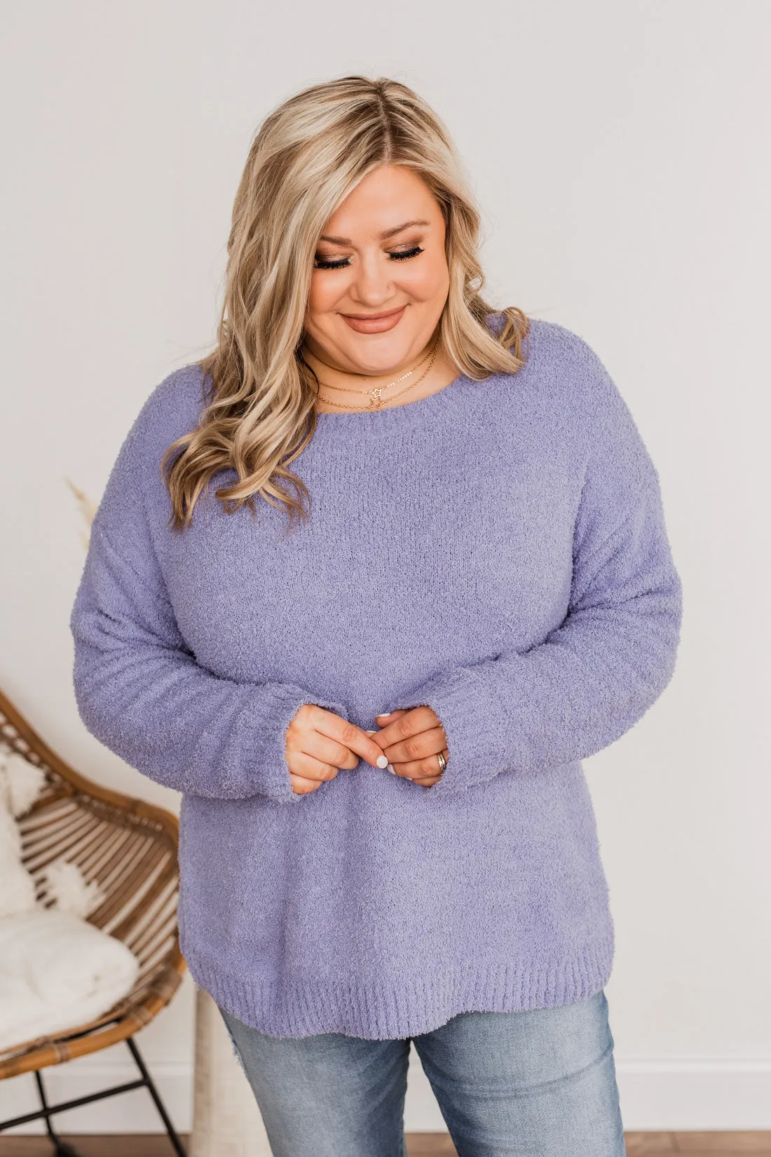 Wrapped Up In Your Warmth Knit Sweater- Purple