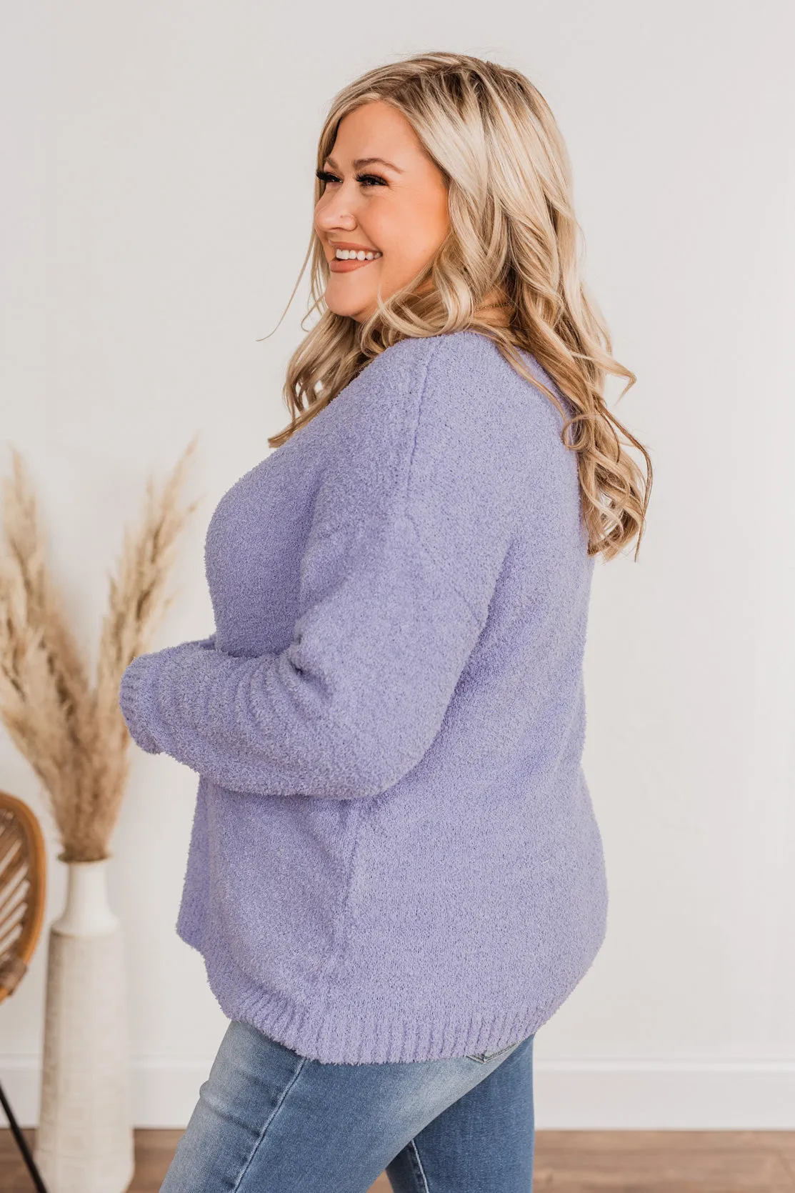 Wrapped Up In Your Warmth Knit Sweater- Purple