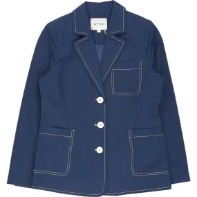 Wyse Blue Cara Top Stitch Blazer