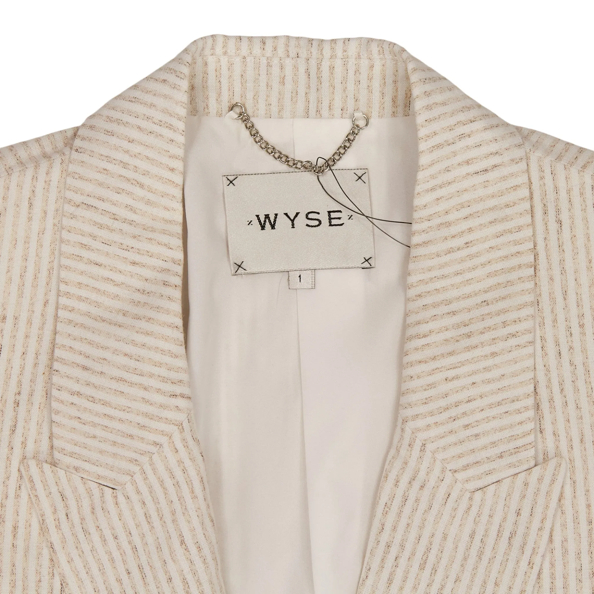 Wyse White/Brown Pushed Up Sleeve Blazer