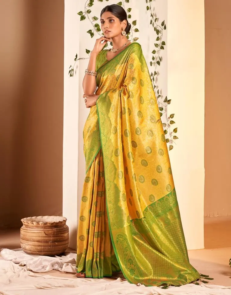 Yellow  Silk Woven Sarees