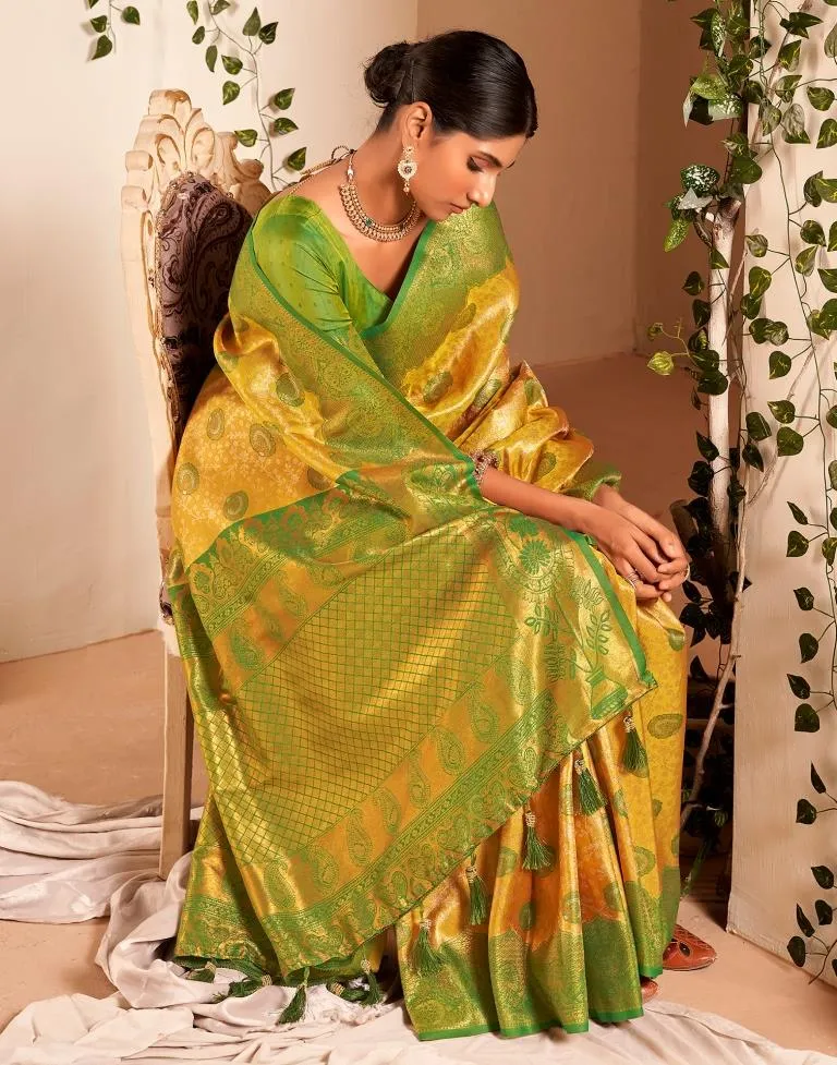 Yellow  Silk Woven Sarees