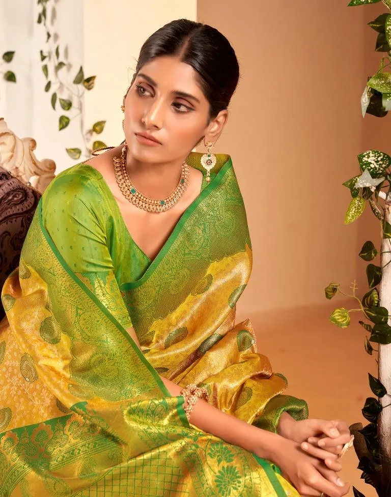 Yellow  Silk Woven Sarees